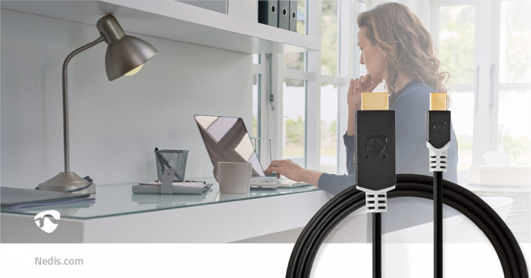 Nedis Mini DisplayPort-Kabel | DisplayPort 1.4 | Mini-DisplayPort Male | HDMI™ Connector | 48 Gbps | Verguld | 2.00 m | Rond | PVC | Antraciet | Polybag