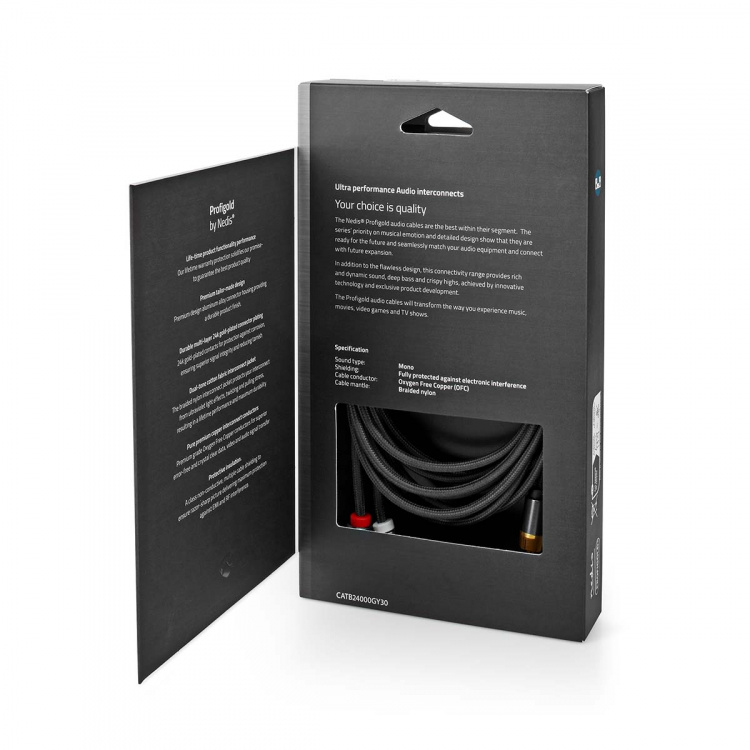 Nedis Subwoofer-Kabel | RCA Male | 2x RCA Male | Verguld | 3.00 m | Rond | 4.5 mm | Grijs / Gun Metal Grijs | Cover Window Box