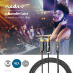 Nedis Subwoofer-Kabel | RCA Male | 2x RCA Male | Verguld | 3.00 m | Rond | 4.5 mm | Grijs / Gun Metal Grijs | Cover Window Box