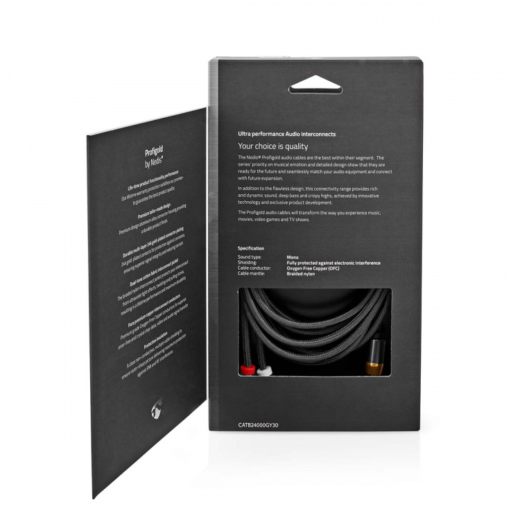 Nedis Subwoofer-Kabel | RCA Male | 2x RCA Male | Verguld | 3.00 m | Rond | 4.5 mm | Grijs / Gun Metal Grijs | Cover Window Box