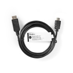 Nedis DisplayPort-Kabel | DisplayPort Male | HDMI™ Male | 4K@30Hz | Vernikkeld | 2.00 m | Rond | PVC | Zwart | Label Nedis DisplayPort-Kabel | DisplayPort Male | HDMI™ Male | 4K@30Hz | Vernikkeld | 2.00 m | Rond | PVC | Zwart | Label