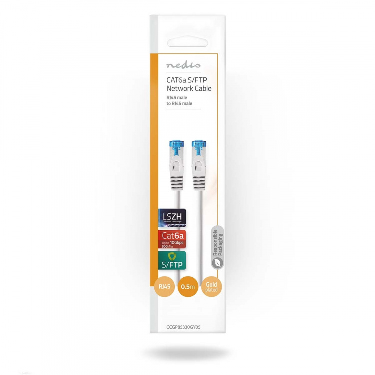 Nedis CAT6a netwerkkabel | S/FTP | RJ45 Male | RJ45 Male | 0.50 m | Snagless | Rond | LSZH | Grijs | Envelop Nedis CAT6a netwerkkabel | S/FTP | RJ45 Male | RJ45 Male | 0.50 m | Snagless | Rond | LSZH | Grijs | Envelop