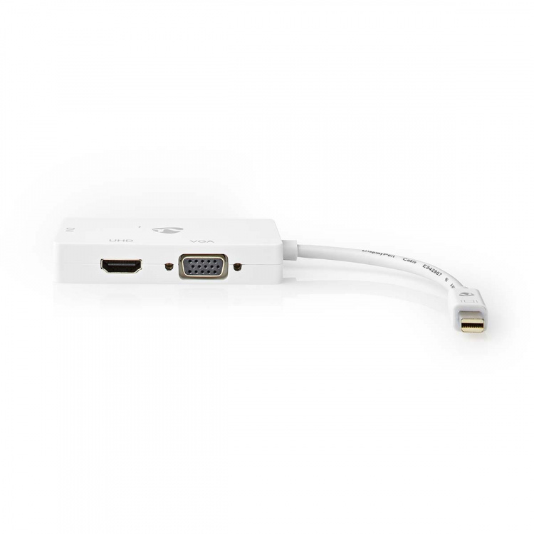 Nedis DisplayPort-Adapter | Mini-DisplayPort Male | DVI-D 24+1-Pins Female / HDMI™ Output / VGA Female 15p | 4K@60Hz | Vernikkeld | Schakelbaar | 0.20 m | Rond | ABS | ABS | Wit | Blister