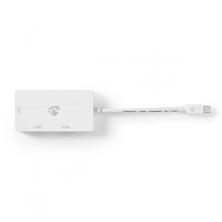 Nedis DisplayPort-Adapter | Mini-DisplayPort Male | DVI-D 24+1-Pins Female / HDMI™ Output / VGA Female 15p | 4K@60Hz | Vernikkeld | Schakelbaar | 0.20 m | Rond | ABS | ABS | Wit | Blister