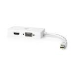 Nedis DisplayPort-Adapter | Mini-DisplayPort Male | DVI-D 24+1-Pins Female / HDMI™ Output / VGA Female 15p | 4K@60Hz | Vernikkeld | Schakelbaar | 0.20 m | Rond | ABS | ABS | Wit | Blister