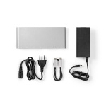 Nedis USB Docking Station | USB 3.2 Gen 1 | USB-C™ Male | DisplayPort Female / HDMI™ Output / RJ45 Female / VGA Female 15p / 2x 3,5 mm Female / 2x USB-C™ / 4x USB-A | 0.20 m | Rond | Vernikkeld | Gevlochten / Nylon | Wit | Window Box met Euro Lock