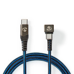Nedis USB-Kabel | USB 2.0 | USB-C™ Male | USB-C™ Male | 480 Mbps | Verguld | 1.00 m | Rond | Gevlochten / Nylon | Blauw / Zwart | Cover Window Box Nedis USB-Kabel | USB 2.0 | USB-C™ Male | USB-C™ Male | 480 Mbps | Verguld | 1.00 m | Rond | Gevlochten / Nylon | Blauw / Zwart | Cover Window Box
