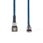 Nedis USB-Kabel | USB 2.0 | USB-C™ Male | USB-C™ Male | 480 Mbps | Verguld | 2.00 m | Rond | Gevlochten / Nylon | Blauw / Zwart | Cover Window Box
