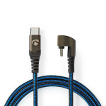 Nedis USB-Kabel | USB 2.0 | USB-C™ Male | USB-C™ Male | 480 Mbps | Verguld | 2.00 m | Rond | Gevlochten / Nylon | Blauw / Zwart | Cover Window Box