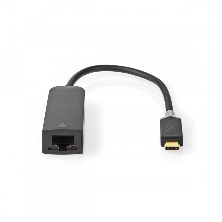Nedis USB-netwerkadapter | USB 3.2 Gen 1 | 1000 Mbps | USB-C™ Male | RJ45 Female | 0.20 m | Rond | Verguld | Vertind-Koper | Antraciet | Doos