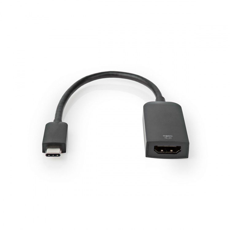Nedis USB-C™ Adapter | USB 3.2 Gen 1 | USB-C™ Male | HDMI™ Output | 4K@60Hz | 0.20 m | Rond | Vernikkeld | PVC | Zwart | Polybag