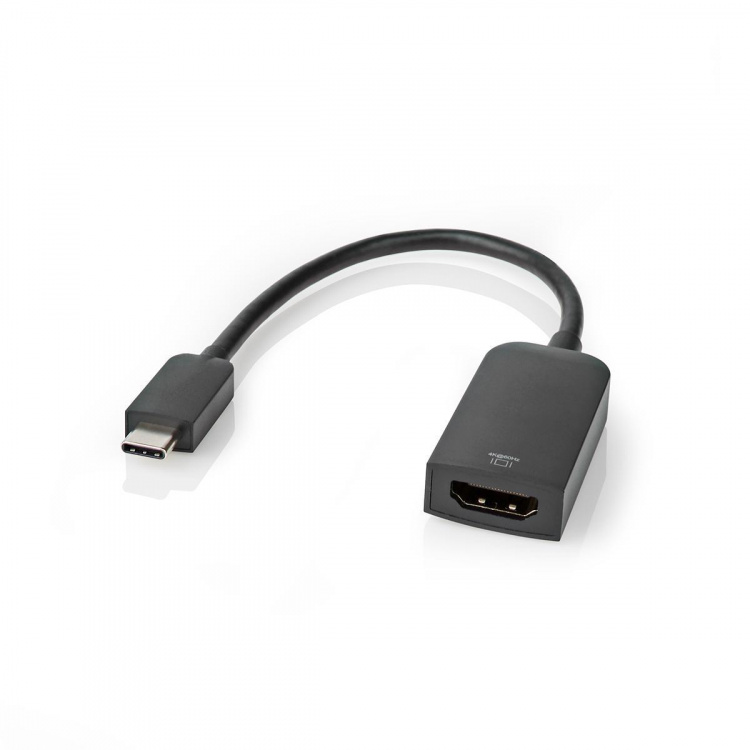 Nedis USB-C™ Adapter | USB 3.2 Gen 1 | USB-C™ Male | HDMI™ Output | 4K@60Hz | 0.20 m | Rond | Vernikkeld | PVC | Zwart | Polybag