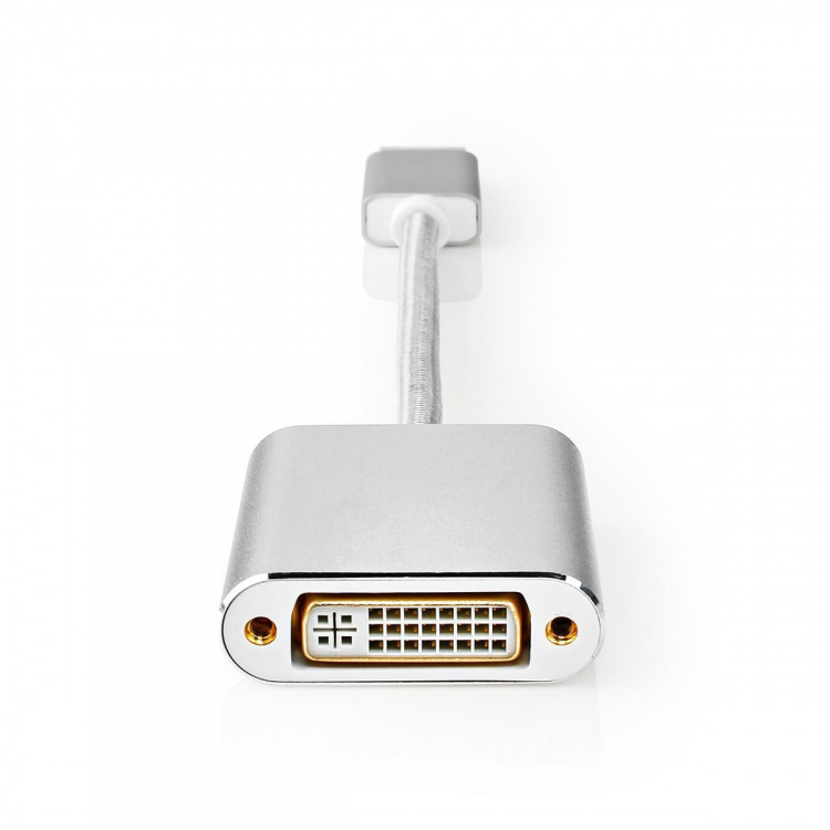 Nedis DisplayPort-Kabel | DisplayPort Male | DVI-D 24+1-Pins Female | 1080p | Verguld | 0.20 m | Rond | Gevlochten | Zilver | Cover Window Box