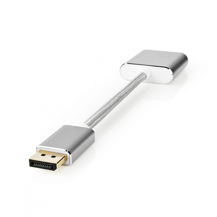 Nedis DisplayPort-Kabel | DisplayPort Male | DVI-D 24+1-Pins Female | 1080p | Verguld | 0.20 m | Rond | Gevlochten | Zilver | Cover Window Box