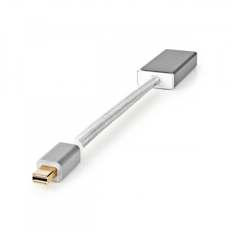 Nedis Mini DisplayPort-Kabel | DisplayPort 1.2 | Mini-DisplayPort Male | DisplayPort Female | 21.6 Gbps | Verguld | 0.20 m | Rond | Gevlochten | Zilver | Cover Window Box