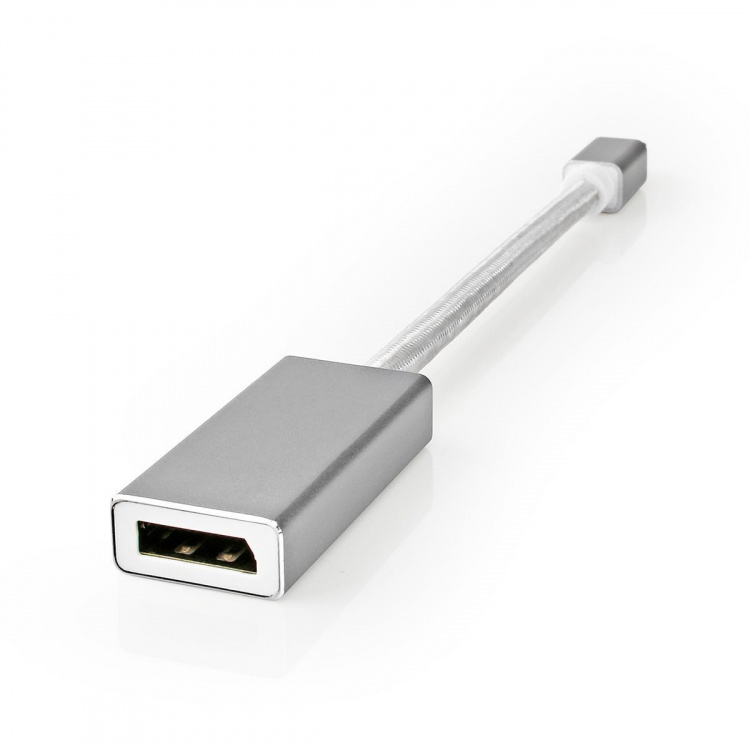 Nedis Mini DisplayPort-Kabel | DisplayPort 1.2 | Mini-DisplayPort Male | DisplayPort Female | 21.6 Gbps | Verguld | 0.20 m | Rond | Gevlochten | Zilver | Cover Window Box