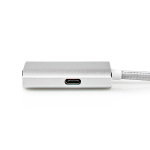 Nedis USB-C™ Adapter | USB 3.2 Gen 1 | USB-C™ Male | HDMI™ Output | 4K@60Hz | Power delivery | 2.00 m | Rond | Verguld | Gevlochten / Nylon | Zilver | Cover Window Box
