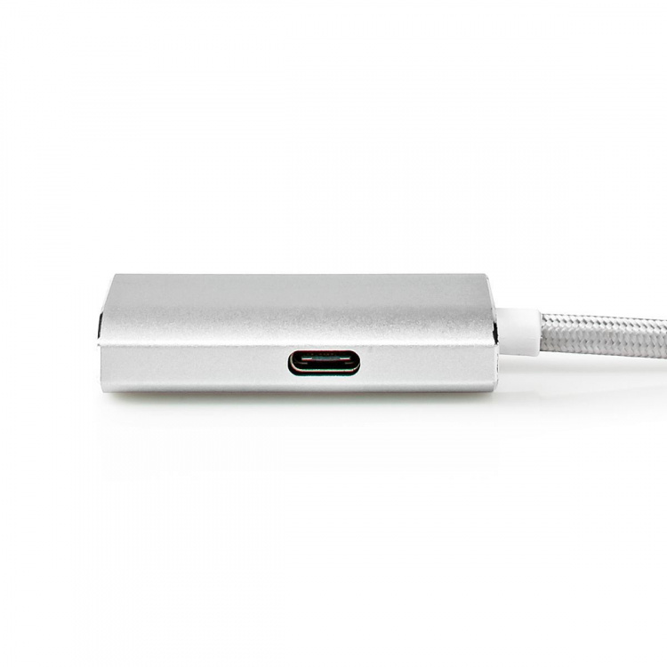 Nedis USB-C™ Adapter | USB 3.2 Gen 1 | USB-C™ Male | HDMI™ Output | 4K@60Hz | Power delivery | 2.00 m | Rond | Verguld | Gevlochten / Nylon | Zilver | Cover Window Box