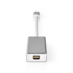 Nedis USB-C™ Adapter | USB 3.2 Gen 1 | USB-C™ Male | Mini DisplayPort Female | 0.20 m | Rond | Verguld | Gevlochten / Nylon | Zilver | Cover Window Box