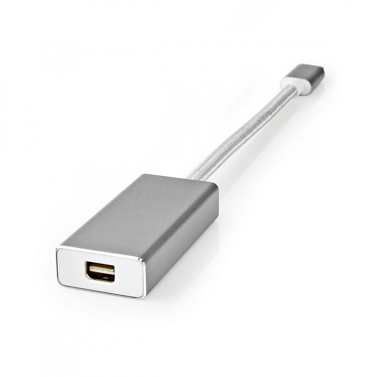 Nedis USB-C™ Adapter | USB 3.2 Gen 1 | USB-C™ Male | Mini DisplayPort Female | 0.20 m | Rond | Verguld | Gevlochten / Nylon | Zilver | Cover Window Box