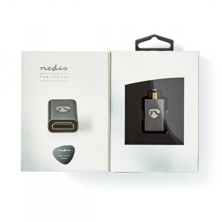 Nedis HDMI™-Adapter | HDMI™ Male / HDMI™ Micro-Connector | HDMI™ Output | Verguld | Recht | Aluminium | Gun Metal Grijs | 1 Stuks | Cover Window Box Nedis HDMI™-Adapter | HDMI™ Male / HDMI™ Micro-Connector | HDMI™ Output | Verguld | Recht | Aluminium | Gun Metal Grijs | 1 Stuks | Cover Window Box