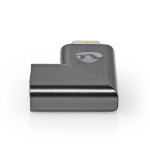 Nedis HDMI™-Adapter | HDMI™ Connector / HDMI™ Male | HDMI™ Output | Verguld | Rechts Gehoekt | Aluminium | Gun Metal Grijs | 1 Stuks | Cover Window Box