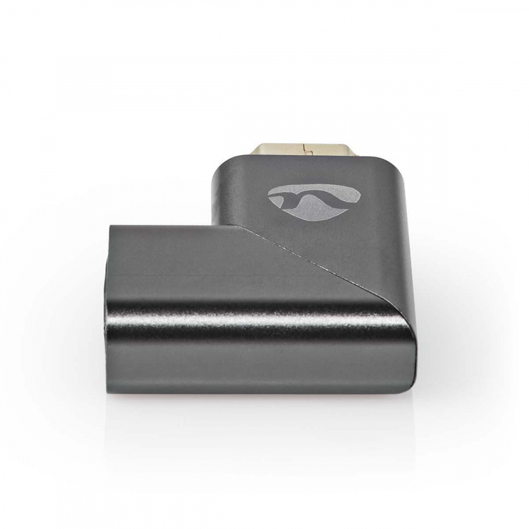 Nedis HDMI™-Adapter | HDMI™ Connector / HDMI™ Male | HDMI™ Output | Verguld | Rechts Gehoekt | Aluminium | Gun Metal Grijs | 1 Stuks | Cover Window Box