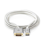 Nedis HDMI™ Kabel | HDMI™ Connector | DVI-D 24+1-Pins Male | 2560x1600 | Verguld | 2.00 m | Recht | Gevlochten | Zilver | Cover Window Box