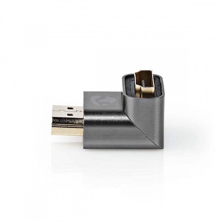 Nedis HDMI™-Adapter | HDMI™ Connector / HDMI™ Male | HDMI™ Output | Verguld | 90° Gehoekt | Aluminium | Gun Metal Grijs | 1 Stuks | Cover Window Box