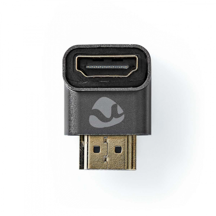 Nedis HDMI™-Adapter | HDMI™ Connector / HDMI™ Male | HDMI™ Output | Verguld | 90° Gehoekt | Aluminium | Gun Metal Grijs | 1 Stuks | Cover Window Box