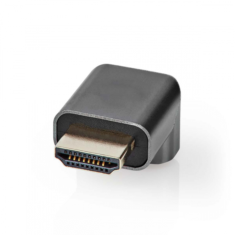 Nedis HDMI™-Adapter | HDMI™ Connector / HDMI™ Male | HDMI™ Output | Verguld | 90° Gehoekt | Aluminium | Gun Metal Grijs | 1 Stuks | Cover Window Box