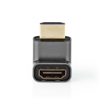 Nedis HDMI™-Adapter | HDMI™ Connector / HDMI™ Male | HDMI™ Output | Verguld | 270° Gehoekt | Aluminium | Gun Metal Grijs | 1 Stuks | Cover Window Box