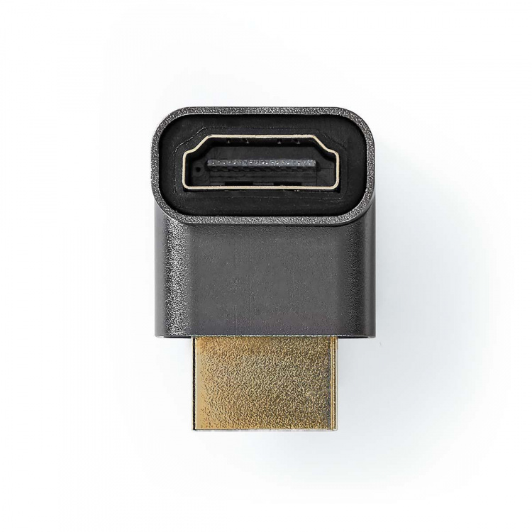 Nedis HDMI™-Adapter | HDMI™ Connector / HDMI™ Male | HDMI™ Output | Verguld | 270° Gehoekt | Aluminium | Gun Metal Grijs | 1 Stuks | Cover Window Box