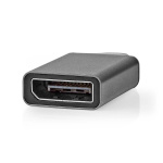 Nedis USB-C™ Adapter | USB 3.2 Gen 1 | USB-C™ Male | DisplayPort Female | 4K@60Hz | Rond | Vernikkeld | Grijs / Zwart | Envelop