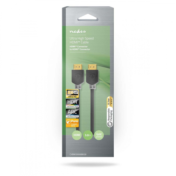 Nedis Ultra High Speed HDMI™-Kabel | HDMI™ Connector | HDMI™ Connector | 8K@60Hz | 48 Gbps | 3.00 m | Rond | 6.7 mm | Antraciet | Doos Nedis Ultra High Speed HDMI™-Kabel | HDMI™ Connector | HDMI™ Connector | 8K@60Hz | 48 Gbps | 3.00 m | Rond | 6.7 mm | Antraciet | Doos