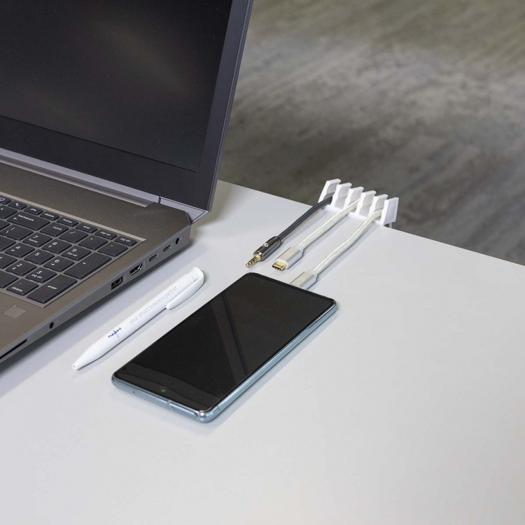 Nedis Kabelmanagement | Kabelclip | Click & Go | 2 Stuks | Aantal sleuven: 5 Sleuven | Maximale kabeldikte: 7.1 mm | Polypropylene | Wit Nedis Kabelmanagement | Kabelclip | Click & Go | 2 Stuks | Aantal sleuven: 5 Sleuven | Maximale kabeldikte: 7.1 mm | Polypropylene | Wit