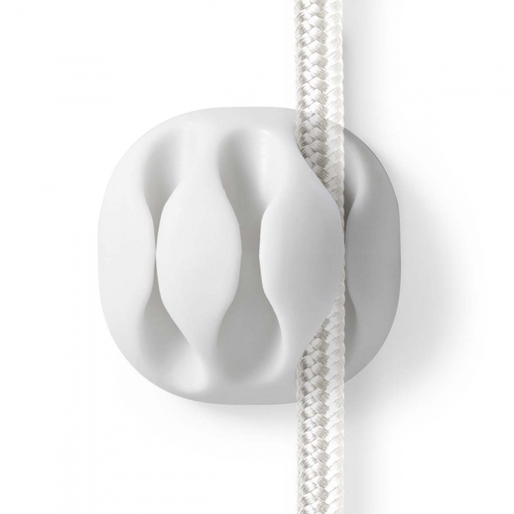 Nedis Kabelmanagement | Kabelclip | Click & Go | 4 Stuks | Aantal sleuven: 3 Sleuven | Maximale kabeldikte: 5.3 mm | TPE | Wit