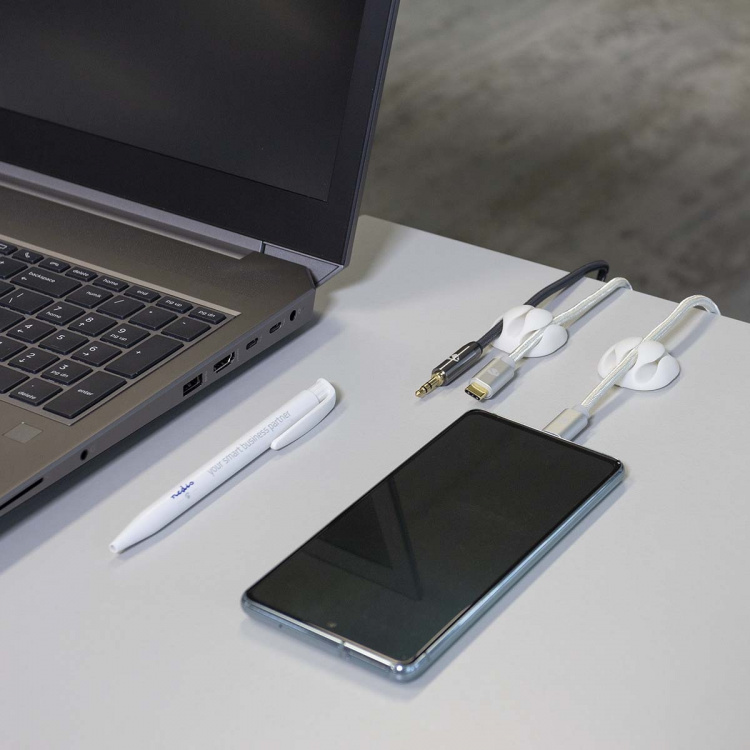 Nedis Kabelmanagement | Kabelclip | Click & Go | 4 Stuks | Aantal sleuven: 3 Sleuven | Maximale kabeldikte: 5.3 mm | TPE | Wit