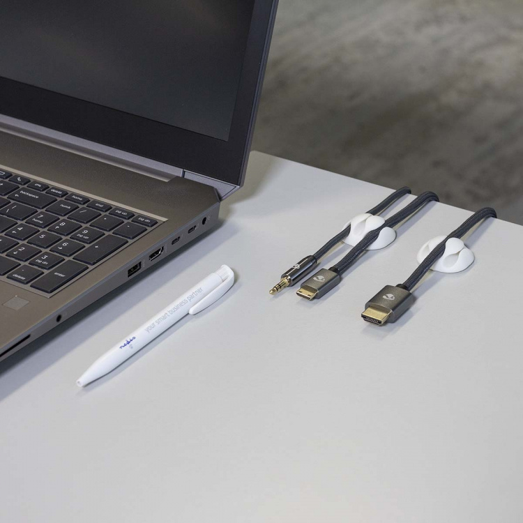 Nedis Kabelmanagement | Kabelclip | Click & Go | 4 Stuks | Aantal sleuven: 3 Sleuven | Maximale kabeldikte: 5.3 mm | TPE | Wit