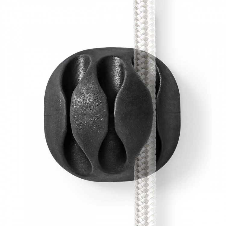 Nedis Kabelmanagement | Kabelclip | Click & Go | 4 Stuks | Aantal sleuven: 3 Sleuven | Maximale kabeldikte: 5.3 mm | TPE | Zwart