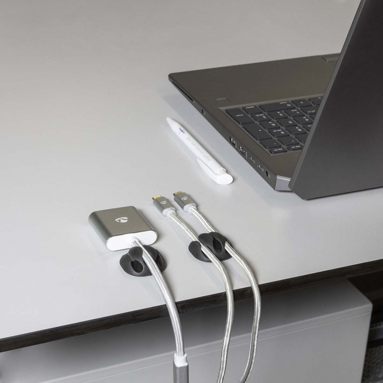 Nedis Kabelmanagement | Kabelclip | Click & Go | 4 Stuks | Aantal sleuven: 3 Sleuven | Maximale kabeldikte: 5.3 mm | TPE | Zwart