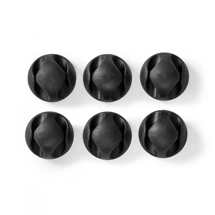 Nedis Kabelmanagement | Kabelclip | Click & Go | 6 Stuks | Aantal sleuven: 2 Sleuven | Maximale kabeldikte: 5.3 mm | TPE | Zwart