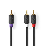 Nedis Subwoofer-Kabel | RCA Male | 2x RCA Male | Verguld | 3.00 m | Rond | 4.0 mm | Antraciet | Doos