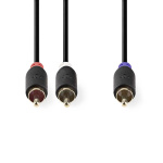 Nedis Subwoofer-Kabel | RCA Male | 2x RCA Male | Verguld | 3.00 m | Rond | 4.0 mm | Antraciet | Doos