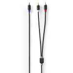 Nedis Subwoofer-Kabel | RCA Male | 2x RCA Male | Verguld | 3.00 m | Rond | 4.0 mm | Antraciet | Doos