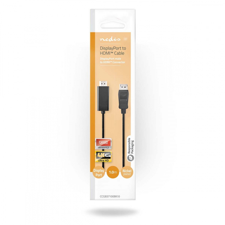 Nedis DisplayPort-Kabel | DisplayPort Male | HDMI™ Connector | 4K@30Hz | Vernikkeld | 1.00 m | Rond | PVC | Antraciet | Doos