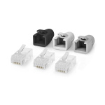 Nedis RJ45-Connector | RJ45 Pass Through | Stevig/Gesnoerd UTP CAT6 | Recht | Verguld | 10 Stuks | Polycarbonate | Grijs / Wit / Zwart | Doos