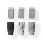 Nedis RJ45-Connector | RJ45 Pass Through | Stevig/Gesnoerd FTP CAT6 | Recht | Verguld | 10 Stuks | Polycarbonate | Grijs / Wit / Zwart | Doos