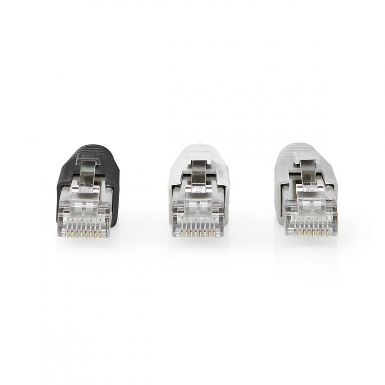 Nedis RJ45-Connector | RJ45 Pass Through | Stevig/Gesnoerd FTP CAT6a | Recht | Verguld | 10 Stuks | Polycarbonate | Grijs / Wit / Zwart | Doos Nedis RJ45-Connector | RJ45 Pass Through | Stevig/Gesnoerd FTP CAT6a | Recht | Verguld | 10 Stuks | Polycarbonate | Grijs / Wit / Zwart | Doos