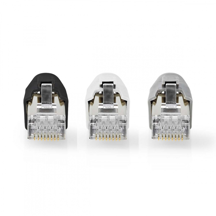 Nedis RJ45-Connector | RJ45 Pass Through | Stevig/Gesnoerd FTP CAT7 | Recht | Verguld | 10 Stuks | Polycarbonate | Grijs / Wit / Zwart | Doos Nedis RJ45-Connector | RJ45 Pass Through | Stevig/Gesnoerd FTP CAT7 | Recht | Verguld | 10 Stuks | Polycarbonate | Grijs / Wit / Zwart | Doos